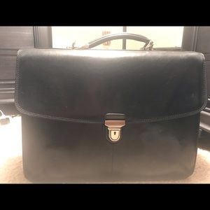 Italian black leather men’s briefcase